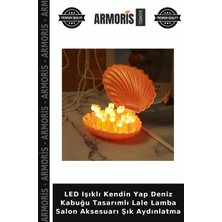 Armoris LED Işıklı Kendin Yap Deniz Kabuğu Tasarımlı Lale Lamba Salon Aksesuarı Şık Aydınlatma