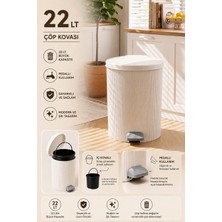 Elarque 0707-1 Still 22 Litre Pedallı Iç Kovalı Çöp Kovası – Beyaz Yuvarlak Mutfak