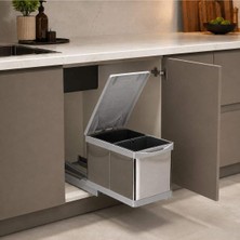 Elarque Raylı Paslanmaz 6+6 Litre 2 Kova Çöp Kovası (21755)