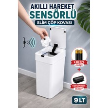Elarque 9 Lt Akıllı Hareket Sensörlü Slim Çöp Kovası 2 Pil + Çöp Poşeti Hediyeli Ot
