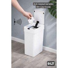 Elarque 9 Lt Sensörlü Çöp Kovası - Akıllı Hareket Sensörlü Sessiz Kapanan Slim Çöp