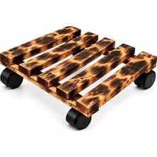Royal Rain Store Kyro Tech Turtle 360 Döner Tekerlekli Ahşap Taşıma Altlığı, Damacana, Saksı, Su Sebili ve Koli Standı, 50 kg Kapasiteli Tekerlekli Ahşap Sehpa, Doğal Çam Ağacı, Isıl Işlem Görmüş Malzeme, 30 cm