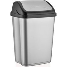 Elarque 16 Litre Smart Kapaklı Plastik Gri Çöp Kovası