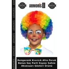 Armoris Rengarenk Kıvırcık Afro Peruk Bonus Saç Parti Eşyası Sahne Aksesuarı Gösteri Ürünü