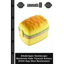 Armoris Dikdörtgen Hamburger Beslenme Kabı Yiyecek Kutusu Kilitli Kap Okul Beslenmesi