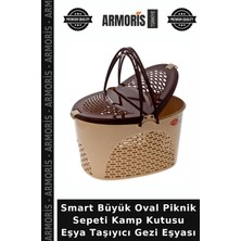 Armoris Smart Büyük Oval Piknik Sepeti Kamp Kutusu Eşya Taşıyıcı Gezi Eşyası