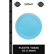 Carlburn Özel Seri Plastik Tabak 25 Li Mavi Piknik Eşyası Kutlama Salon