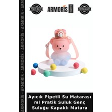 Armoris Ayıcık Pipetli Su Matarası ml Pratik Suluk Genç Suluğu Kapaklı Matara
