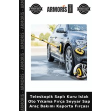 Armoris Teleskopik Saplı Kuru Islak Oto Yıkama Fırça Seyyar Sap Araç Bakımı Kaporta Fırçası