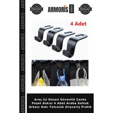 Armoris Araç Içi Düzen Güvenlik Çanta Poşet Askısı 4 Adet Araba Koltuk Arkası Askı Yolculuk Alışveriş Pratik