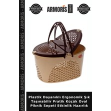 Armoris Plastik Dayanıklı Ergonomik Şık Taşınabilir Pratik Küçük Oval Piknik Sepeti Etkinlik Hazırlık
