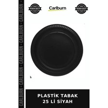 Carlburn Delux Serisi Plastik Tabak 25 Li Siyah Piknik Tabağı Mutfak Gereci Salon Eşyası