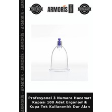 Armoris Profesyonel 3 Numara Hacamat Kupası 100 Adet Ergonomik Kupa Tek Kullanımlık Dar Alan