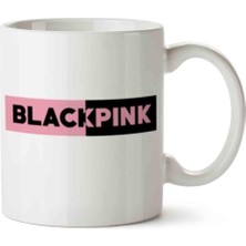 Happy Trend Black Pink Logo Porselen Kupa Bardak Beyaz