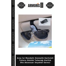 Armoris Araç Içi Mandallı Güneşlik Kartvizit Tutucu Gözlük Tutacağı Kartlık Oto Aksesuar Seyahat Gereci