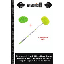 Armoris Teleskopik Saplı Mikrofiber Araba Yıkama Fırçası Yolculuk Hazırlığı Araç Gereçleri Kolay Kullanım