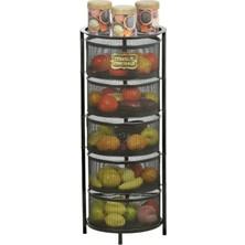Happy Trend Home 5 Katlı Açılır Kapanır Paslanmaz Metal Sebzelik (Antrasit)