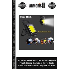 Armoris 30 Ledli Mıknatıslı Mini Anahtarlık Flash Kamp Lambası Giriş Işığı Fonksiyonel Fener Seyyar Lamba