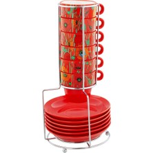 Happy Trend Espresso Fincanı Kulesi - Kahve Gelincik Porselenden 28,5 x Ø 12 cm