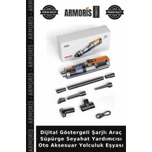 Armoris Dijital Göstergeli Şarjlı Araç Süpürge Seyahat Yardımcısı Oto Aksesuar Yolculuk Eşyası