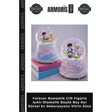 Armoris Forever Romantik Çift Figürlü Işıklı Otomatik Büyük Boy Kar Küresi Ev Dekorasyonu Vitrin Süsü