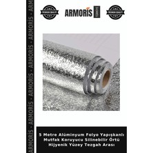 Armoris 5 Metre Alüminyum Folyo Yapışkanlı Mutfak Koruyucu Silinebilir Örtü Hijyenik Yüzey Tezgah Arası