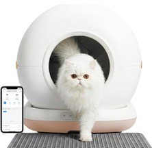 Royal Rain Store Haustier CB001 Akıllı Otomatik Kedi Tuvaleti, App ile Uzaktan Kontrol, 75LT Hazne, 7lt Çöp Haznesi, Ağırlık Sensörlü (Bej)