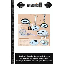 Armoris Sevimli Panda Tasarımlı Peluş Anahtarlıklı Ayna Arkadaşa Hediye Günlük Bakım Şık Aksesuar