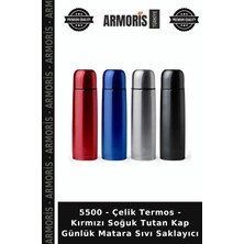 Armoris 5500 - Çelik Termos - Kırmızı Soğuk Tutan Kap Günlük Matara Sıvı Saklayıcı
