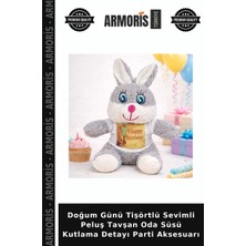 Armoris Doğum Günü Tişörtlü Sevimli Peluş Tavşan Oda Süsü Kutlama Detayı Parti Aksesuarı