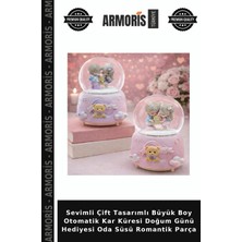 Armoris Sevimli Çift Tasarımlı Büyük Boy Otomatik Kar Küresi Doğum Günü Hediyesi Oda Süsü Romantik Parça