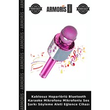 Armoris Kablosuz Hoparlörlü Bluetooth Karaoke Mikrofonu Mikrofonlu Ses Şarkı Söyleme Aleti Eğlence Cihazı