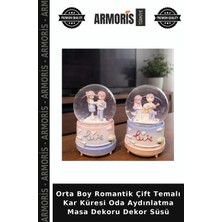 Armoris Orta Boy Romantik Çift Temalı Kar Küresi Oda Aydınlatma Masa Dekoru Dekor Süsü