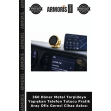 Armoris 360 Döner Metal Torpidoya Yapışkan Telefon Tutucu Pratik Araç Ofis Gereci Cihaz Askısı