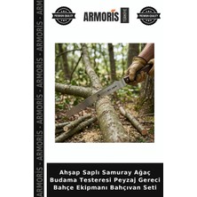 Armoris Ahşap Saplı Samuray Ağaç Budama Testeresi Peyzaj Gereci Bahçe Ekipmanı Bahçıvan Seti