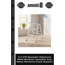 Armoris 3+3 Çift Basamaklı Alüminyum Metal Merdiven Taşınabilir Araç Atölye Merdiveni Erişim Ekipmanı