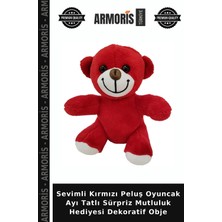 Armoris Sevimli Kırmızı Peluş Oyuncak Ayı Tatlı Sürpriz Mutluluk Hediyesi Dekoratif Obje