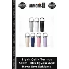 Armoris Siyah Çelik Termos 500ML Ofis Eşyası Açık Hava Sıvı Saklama