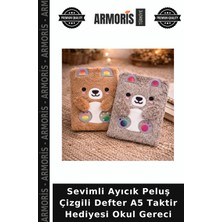 Armoris Sevimli Ayıcık Peluş Çizgili Defter A5 Taktir Hediyesi Okul Gereci