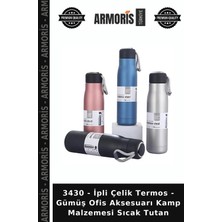 Armoris 3430 - Ipli Çelik Termos - Gümüş Ofis Aksesuarı Kamp Malzemesi Sıcak Tutan