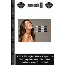 Armoris 3'lü Çift Uçlu Stick Kapatıcı Seti Aydınlatıcı Set Yüz Hatları Kontür Ürünü