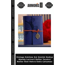 Armoris Vintage Eskitme Şık Günlük Hediye Ajanda Lacivert Defter Yaratıcı Notlar Özel Hatıra Eskiz Çalışması