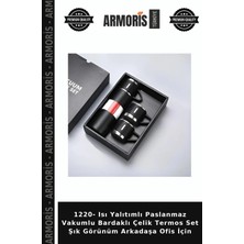 Armoris 1220- Isı Yalıtımlı Paslanmaz Vakumlu Bardaklı Çelik Termos Set Şık Görünüm Arkadaşa Ofis Için