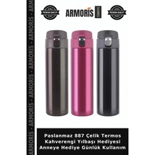Armoris Paslanmaz 887 Çelik Termos Kahverengi Yılbaşı Hediyesi Anneye Hediye Günlük Kullanım