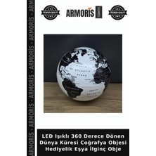 Armoris LED Işıklı 360 Derece Dönen Dünya Küresi Coğrafya Objesi Hediyelik Eşya Ilginç Obje