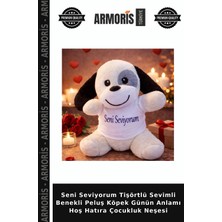 Armoris Seni Seviyorum Tişörtlü Sevimli Benekli Peluş Köpek Günün Anlamı Hoş Hatıra Çocukluk Neşesi