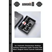 Armoris Isı Yalıtımlı Paslanmaz Hediye Kutulu Vakumlu Çelik Termos Set Mavi Doğum Günü Içecek Saklama