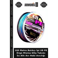 Armoris 100 Metre Balıkçı Ipi X8 Pe Örgü Misina Olta Takımı Su Altı Avı Hobi Avcılığı