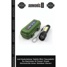 Armoris LED Aydınlatma Taktik Mini Taşınabilir Su Geçirmez El Feneri Siyah Görünürlük Aracı Outdoor Gereci