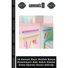 Armoris 10 Kancalı Raylı Mutfak Banyo Düzenleyici Askı Askılı Sistem Asma Aparatı Duvar Askılığı